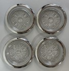 Vtg Leonard Crystal Glass Coasters With Silver Plate Edge Made In Italy Set Of 4