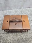 Vintage Wooden Fold Out Singer Sewing Box With Thread 