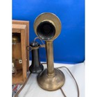Antique Western Electric Brass Candlestick Telephone W Wood Ringer Box