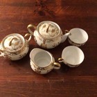 Vintage Nippon Hand Painted Made In Japan 5 Piece Tea Set Intricate Gold Design