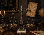 Vintage Decorative Balance Scale Marble Base Brass Bronze Apothecary Law Office 