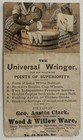Trade Card The Universal Clothes Wringer Geo Austin Clark Antique Vintage