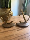 Vintage Midcentury Brass Anchor Bookends Pair Of Nautical Bookends