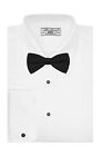 Boltini Italy Men   s Pleated Lay Down Collar Tuxedo Dress Shirt With Bow Tie