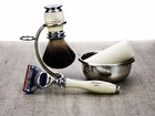 5 Pieces Men Shaving Gift Set Super Badger Brush   5 Edges Razor Curve Stand Kit