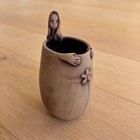 Vintage Handmade Ceramic Lady   Flower Vase From Korea  7    h  X 4    w  X 3 5    d 