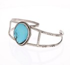 Navajo Sterling Silver Turquoise Cuff Bracelet Native American Indian Old Pawn