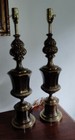 Vintage Brass Regency Urn Torch Trophy Table Lamp Acanthus Scrolls Pair Stiffel 