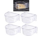 Lot Of 4 Bird Cage Plastic Seed Water Feeder Cups 4  W Clear