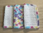 Handmade Set Of 3 Crochet Cotton Dish Cloths Or Wash Cloths 8 5x8 5 Inches  new 