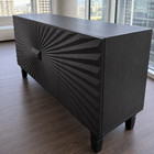 Modern Black Sunburst Sideboard Buffet Credenza Textured Dining Storage Cabinet