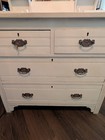 Vintage White Vanity Table With Mirror And 6 Drawers For Bedroom