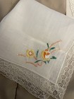 Handkerchiefs Vintage Floral   White Hankies Lot Of 3 Very Old