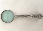 Antique Vintage Silver Magnifying Glass  Large   Heavy  12  Long