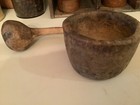 Antique 19th  C  Native American Burl Mortar And Root Pestle