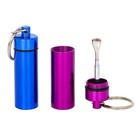 Travel Spice Container With Spoon - Mini Metal Vial Keychain Box  2pack