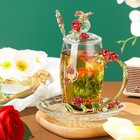 Lantree Fancy Glass Tea Cup With Lid Saucer Spoon Flower Coffee Mug Unique Birth