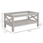 Living Room Media Console Coffee Table With Tempered Glass Bottom Storage Shelf