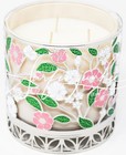 Bath   Body Works Spring Flowers Floral Pink Silver Metal Candle Holder 3wick Lg