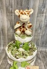 Giraffe Baby Diaper Cake Centerpiece Gift Newborn Present Zoo Animal 2 Tier