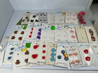 Vintage Lot Sewing Buttons Original Cards Fish Rabbit Hippos Bears Hearts Dogs