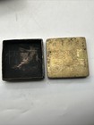 Vintage Brass Bronze Chinese Characters Engraved Ink Box 2 75x2 75   