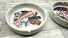 Vintage Set Of 2 Welcome To Fabulous Las Vegas White Ceramic Ashtrays 4 7 8 