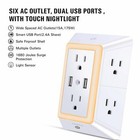 Powrui 3-sided Surge Protector Usb Wall Charger With Night Light  Adapter Spaced