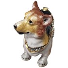 Bejeweled Enameled Pewter Corgi Dog Trinket Box Unbranded