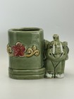Vintage Asian Ceramic Lucky Bamboo Foliage Planter Elephant Trunk Up Heart Shape