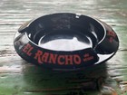 Hotel El Rancho Vintage Ashtray Las Vegas Nevada Black Glass Advertising