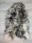 Icelandic Real Sheepskin Rug Mouflon Black White Seat Cover Pet Bed Throw Rug