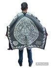 Mexican Poncho   Calendario Azteca   Mexico   Aztec   warrior   Light Gray