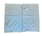 2 Vintage Lace Cut Work Cotton Pillowcases Green   White Scalloped Edge Pair