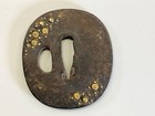 Y5317 Tsuba Iron Sword Guard Signed Japan Samurai Katana Koshirae Edo Antique