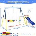 3-in-1 Kids Backyard Swing Set With Slide Heavy Duty Metal Playset
