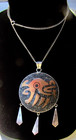 Vintage Sterling Silver Taxco Mexico Metales Casados Double Sided Pendant Aztec