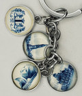 Flow Blue Like Dangler Charms Delft Holland Souvenir Silvertone Metal Keychain