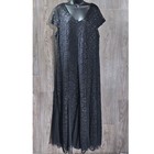 Candalite Womens 2x Black Maxi Dress Lace Overlay Sparkle Formal Party Evening