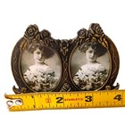 Vtg Double Mini Picture Frame Photo Ornate Angels Victorian Metal Oval Lavoie