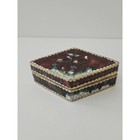 Vintage Chinese Enameled Brass Cloisonne Diamond Stork Shape Pill Trinket Box