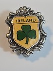 Ireland Travel Souvenir Lapel Pin Framed Ceramic Silver Color Setting