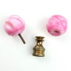 2 Ceramic Pink Shaped Roses  1 Lamp Finial W gold Tone Base 1  - Roses 2  Base