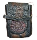 Vintage Hand Made Tooled Painted Black Leather Cigarette Pack Holder Case Floral