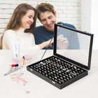 Ring Organizer Display Case Glass Lid Jewelry Storage Box Gift For Women