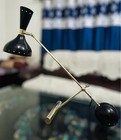 1920s Stilnovo Art Deco Table Lamp Italian Handmade Black Enamel Brass Gift