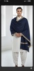 Handmade Men s Shawl With Embroidered Border - Black  Navy Blue  Beige
