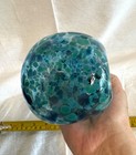 Hand Blown Blue green Confetti Glass Olive Oil Cruet Bottle With Spout