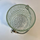 Vintage Mid Century Teleflora Crystal Glass Ice Bucket W chrome Handle 5 w 4 t