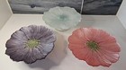 Choice Of Painted Glass Floral Mini Cake Stand W  Pedestal Pink Purple Or White